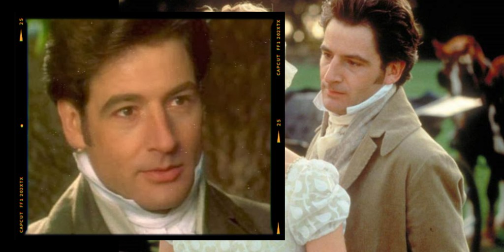 A portrait of a man in 19th-century attire with a white cravat, looking thoughtfully to the side, set against a blurred outdoor backdrop.