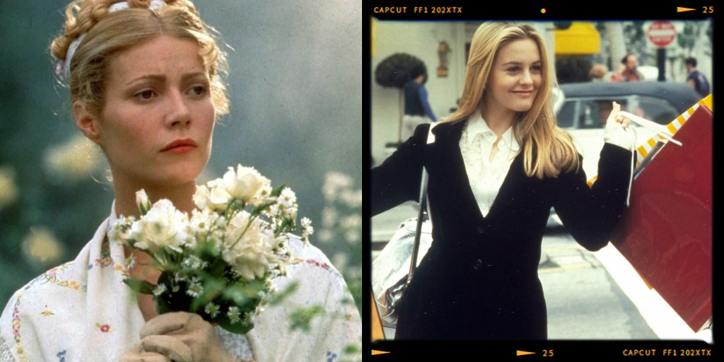 A woman in a vintage floral dress holds a bouquet of flowers, looking contemplative in a natural setting.